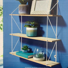 3 Tier Shelf Wall Hanging Shelves White Metal Frame Wooden Shelves Storage Decor