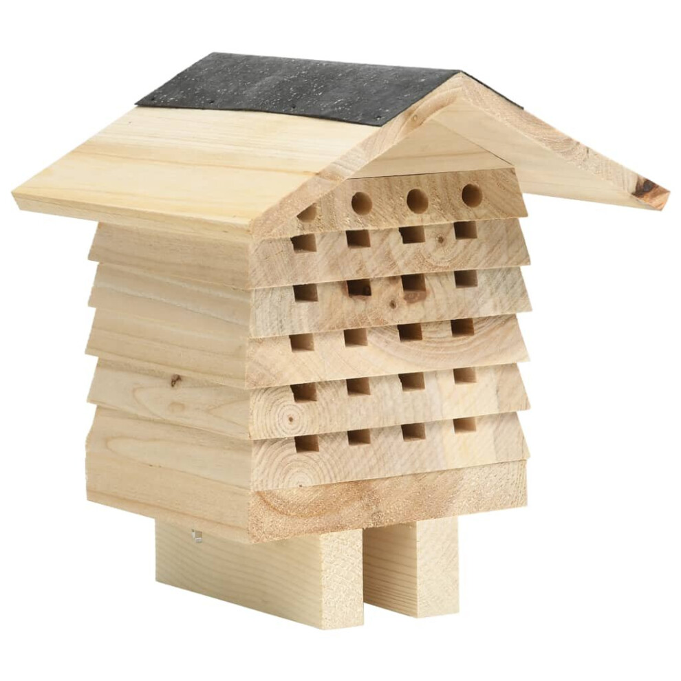 Vidaxl Solid Firwood Bee Hotel Garden Wooden Insect House Mason Bee Nest Box