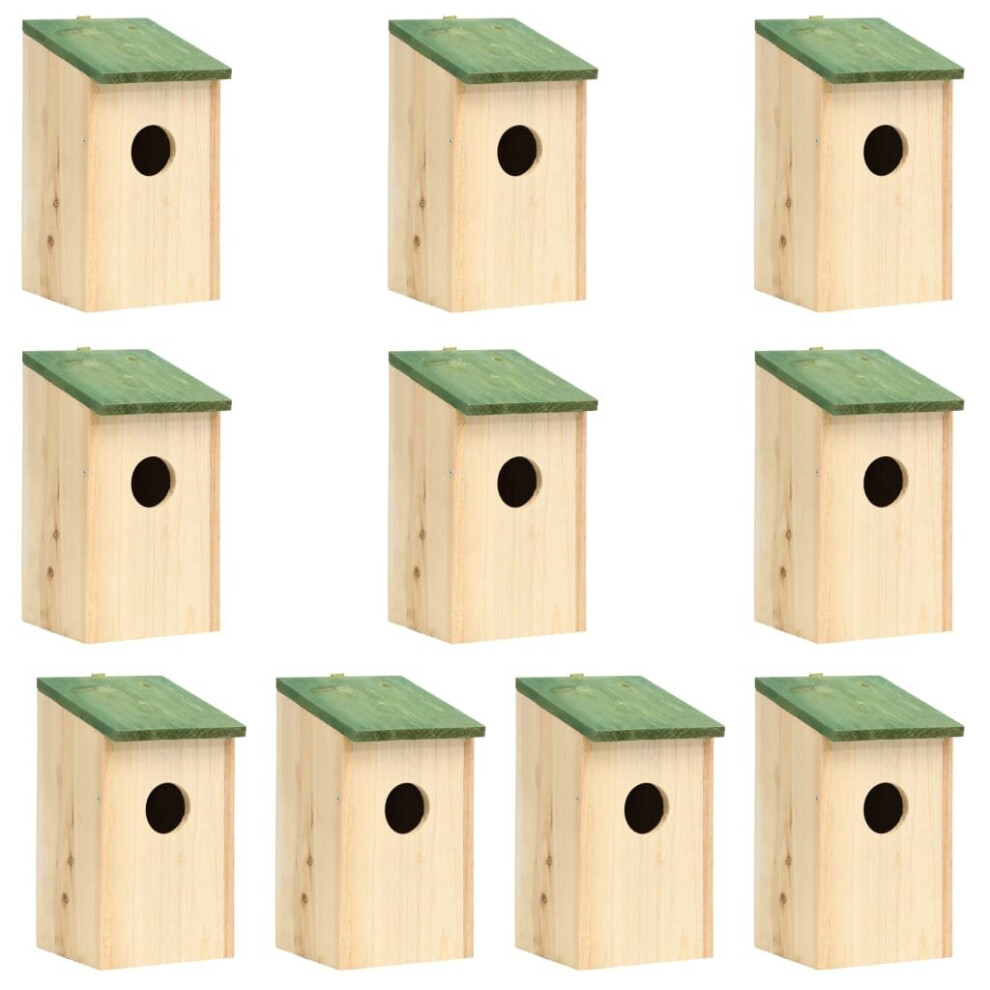 vidaXL 10x Solid Firwood Bird Houses Garden Wooden Nesting Box Habitat House