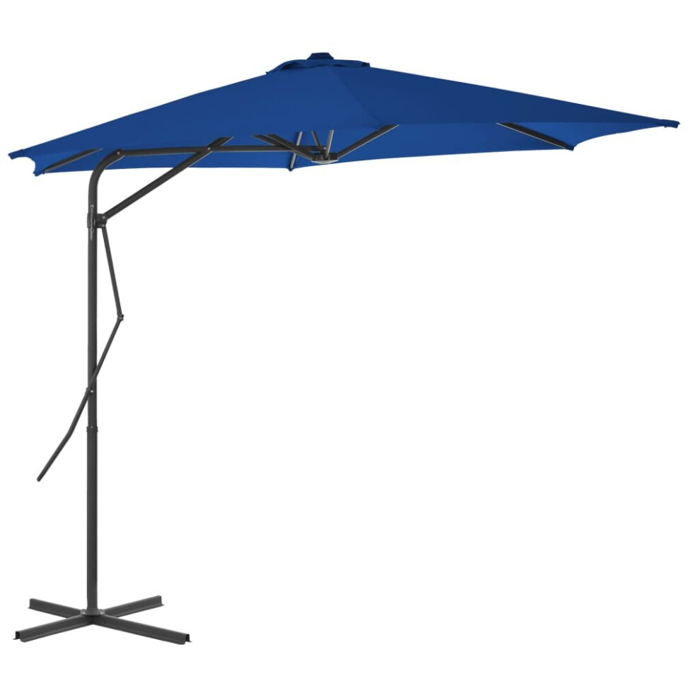 vidaXL Outdoor Parasol with Steel Pole Blue 300 cm Lawn Garden Patio Sunshade