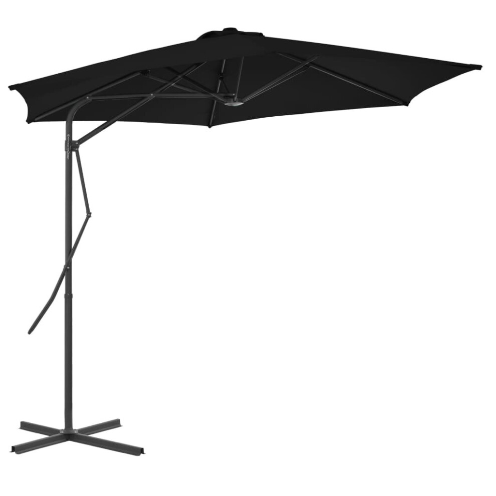 vidaXL Outdoor Parasol with Steel Pole Black 300 cm Lawn Garden Patio Sunshade