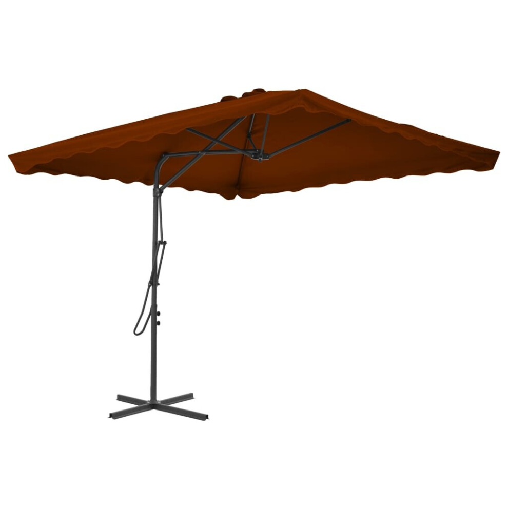 Vidaxl Garden Parasol With Steel Pole Sunshade Outdoor Umbrella Terracotta
