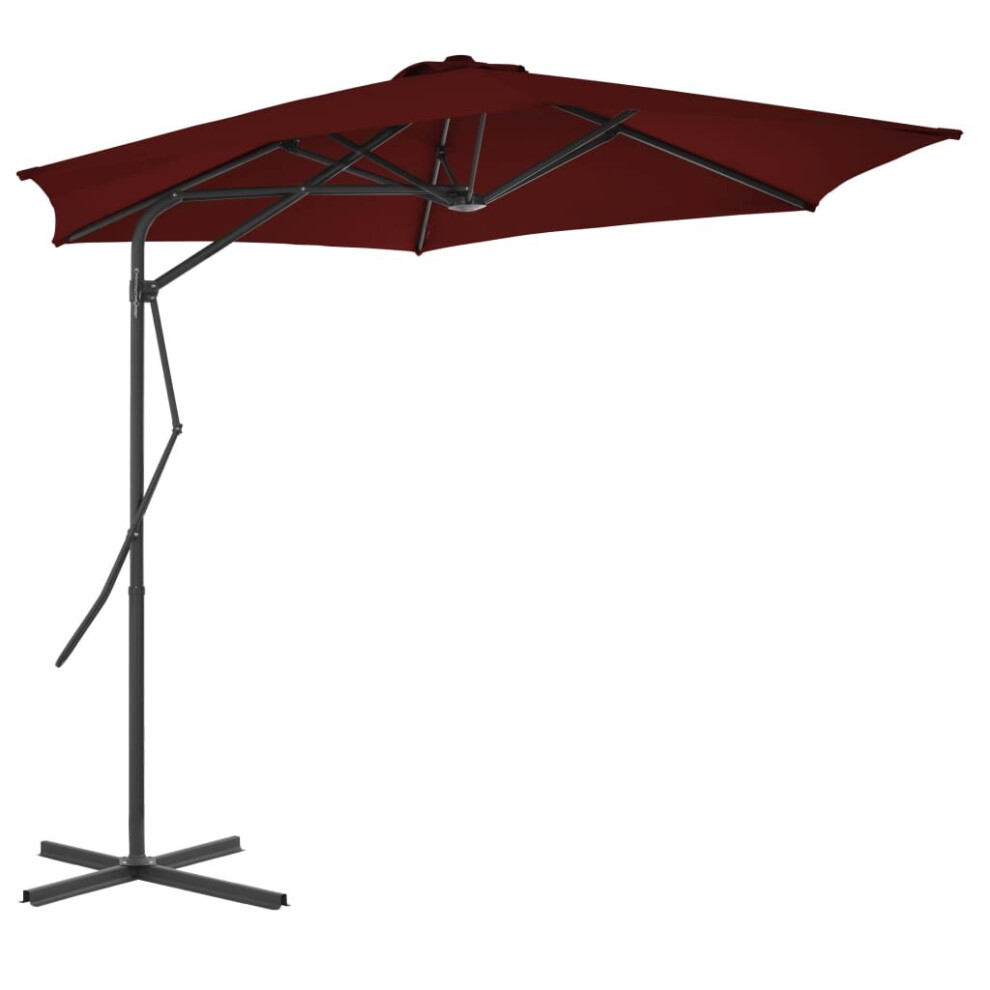 Vidaxl Garden Parasol With Steel Pole Sunshade Outdoor Umbrella Bordeaux Red