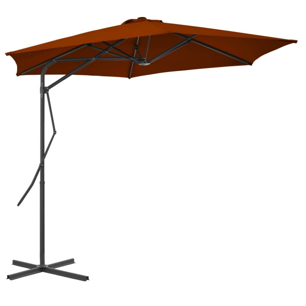 Vidaxl Garden Parasol With Steel Pole Sunshade Outdoor Umbrella Terracotta
