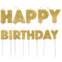13Pc Gold Glitter Happy Birthday Pick Candles