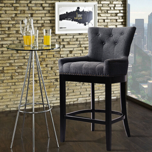 Living And Home Kitchen Bar Stool Breakfast Chair Fabric High Counter Stool 2