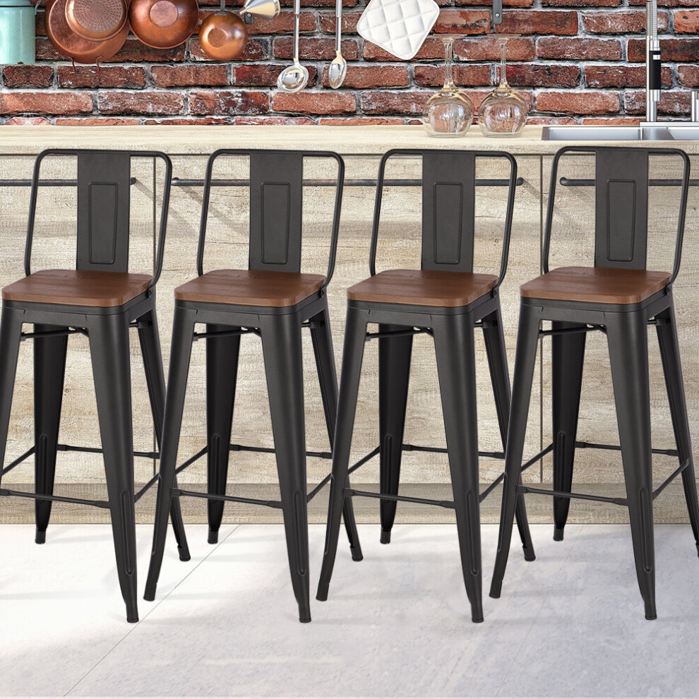 4pcs Industrial Barstools Counter Height Metal Bar Stool Chair Seat