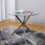 Living And Home Contemporary Chrome Base Round Tempered Glass Coffee Table Dining Table Dia 90cm 1