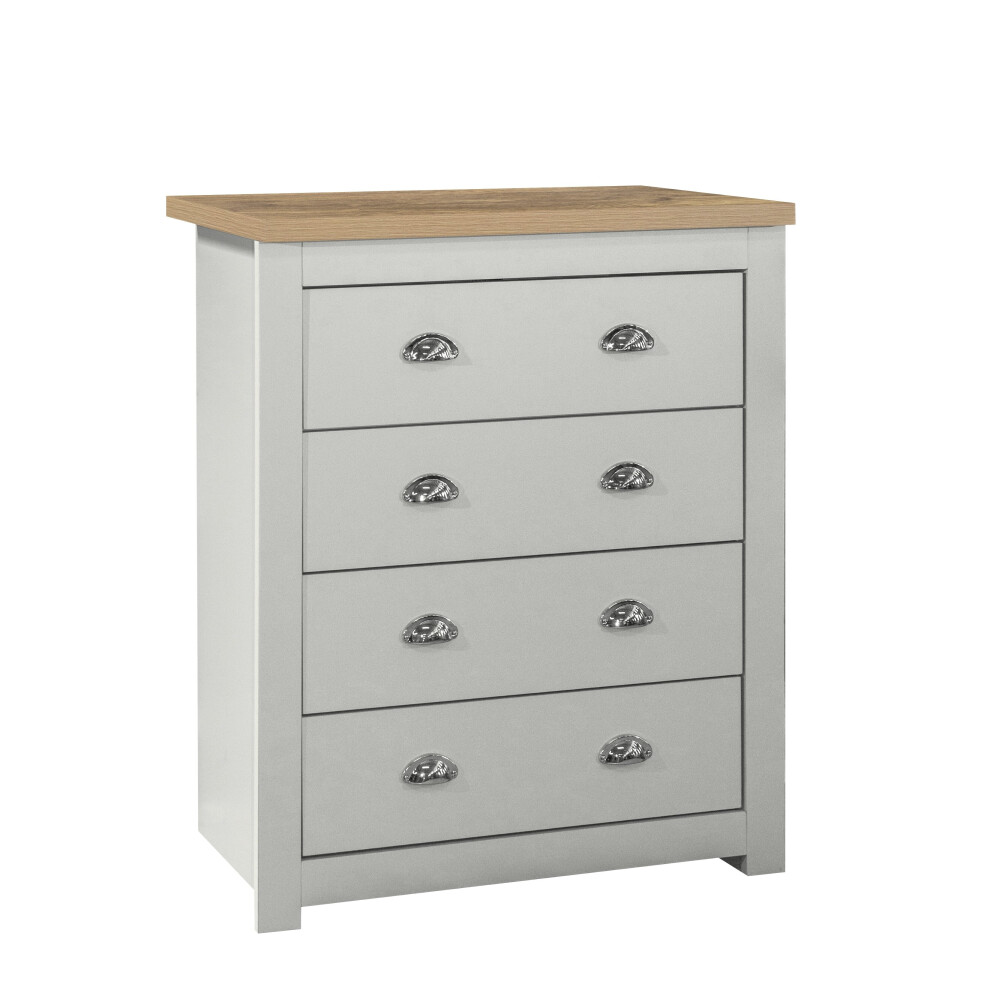 Birlea Highgate 4 Drawer Chest - Grey & Oak - Farmhouse Style