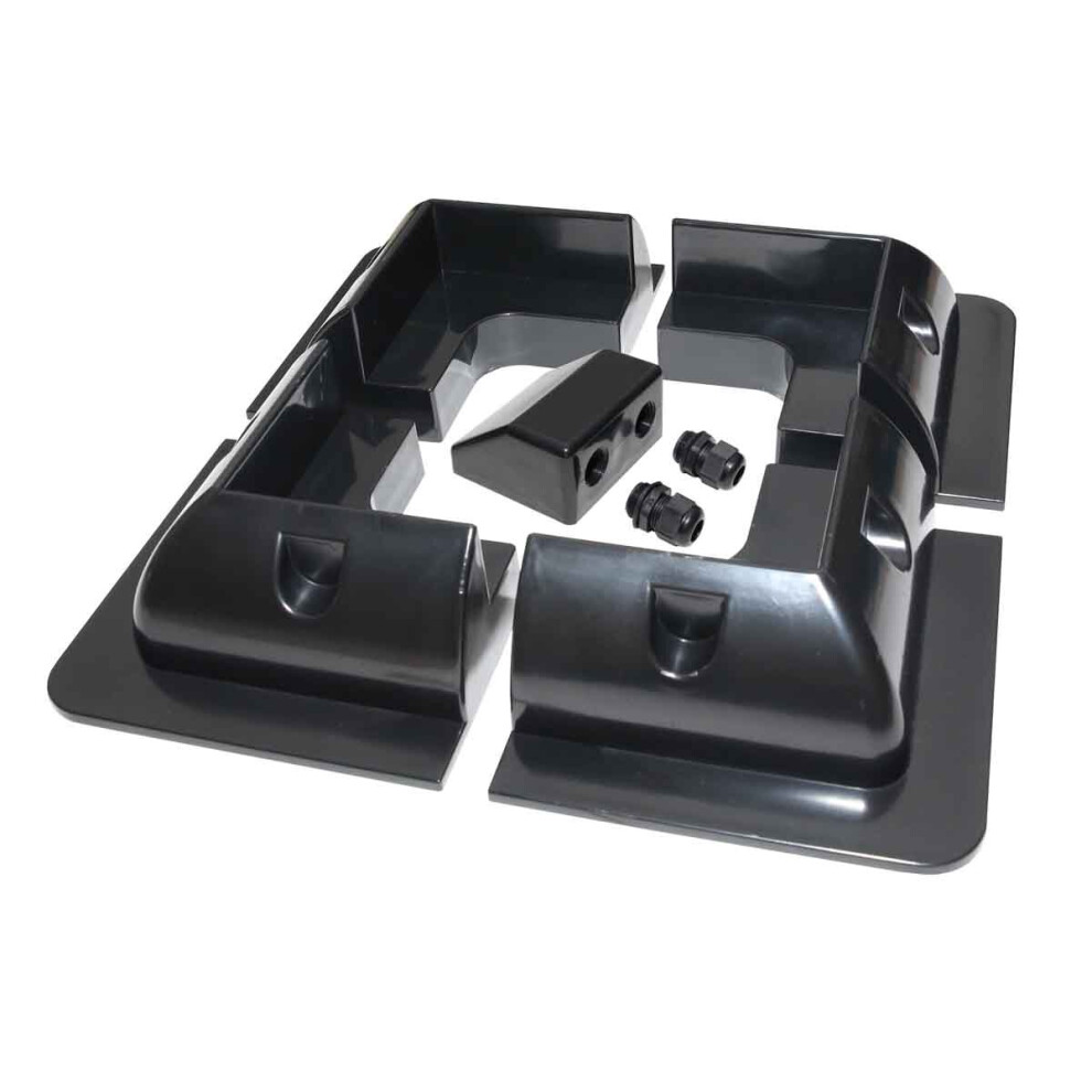 Lowenergie (Black, 4X Corner Brackets & Cable Entry) Solar Panel Mounting Bracket Sets & Frame Kits Adhesive Bond Caravan Boat
