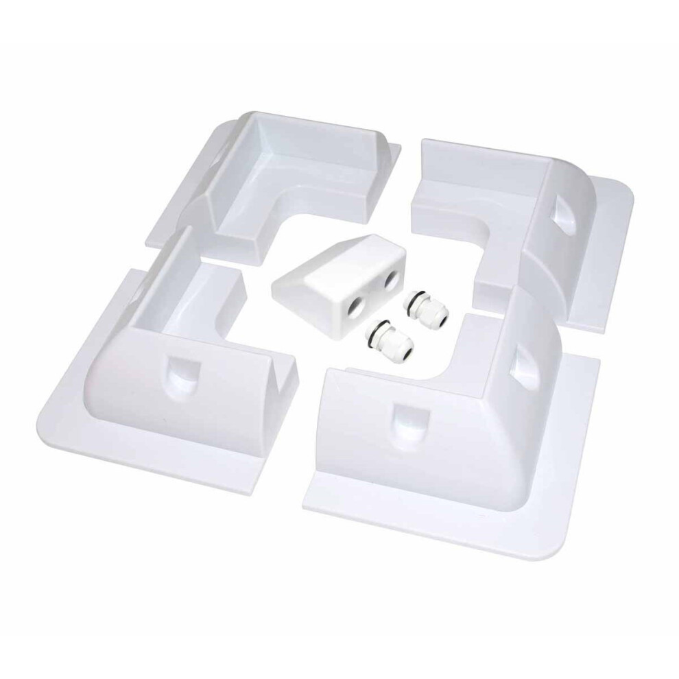 Lowenergie (White, 4X Corner Brackets & Cable Entry) Solar Panel Mounting Bracket Sets & Frame Kits Adhesive Bond Caravan Boat