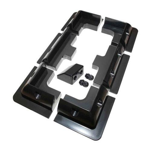 Lowenergie (Black, 6x Brackets Corner, Sides & Cable Entry) Solar Panel Mounting Bracket Sets & Frame Kits Adhesive Bond Caravan Boat