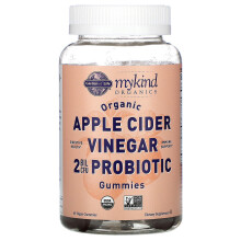 Garden of Life, MyKind Organics, Vinaigre di Cidro di Mele Biologico, Probiotici Gummies, 2 Bil CFU, 60 Gummies Vegan