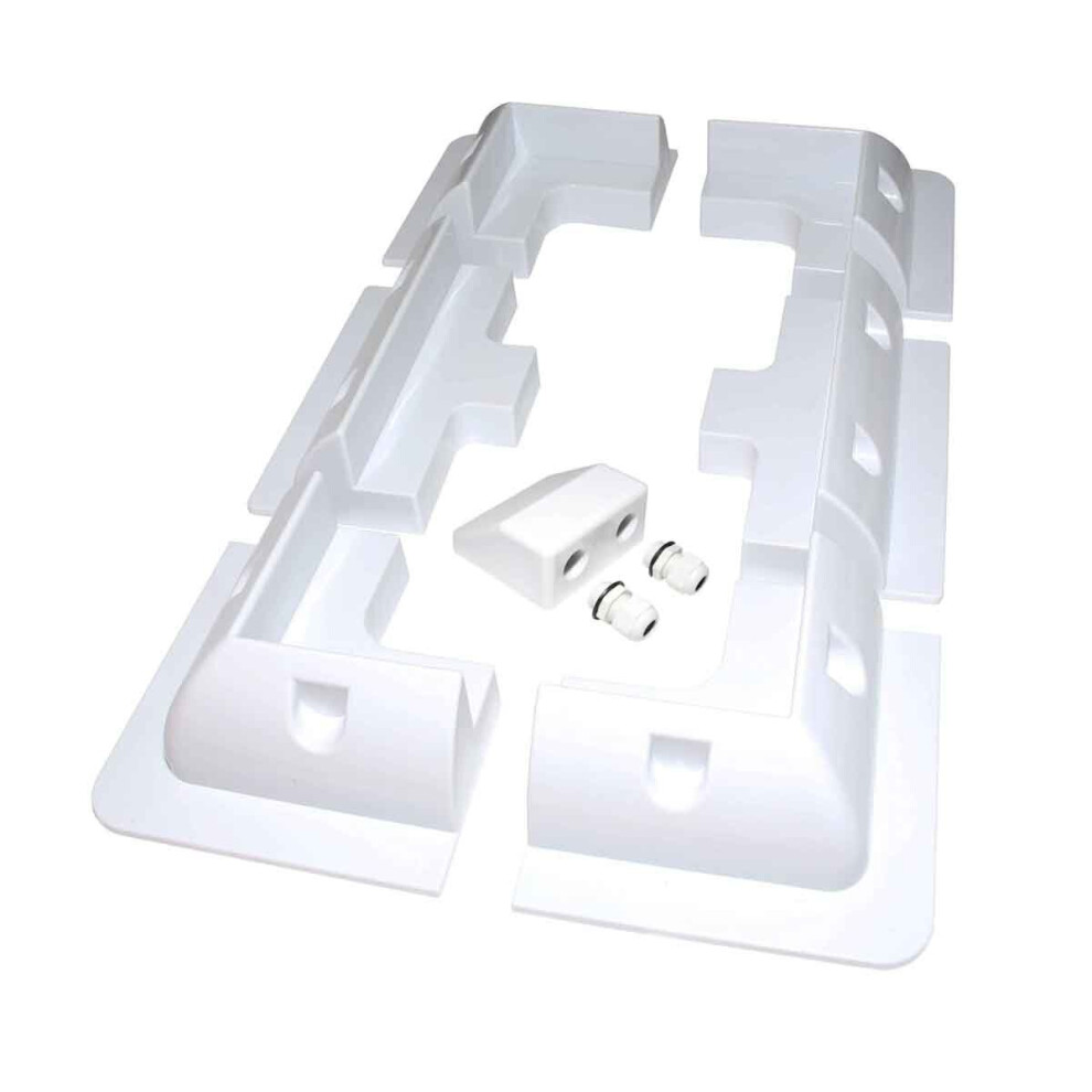 Lowenergie (White, 6X Brackets Corner, Sides & Cable Entry) Solar Panel Mounting Bracket Sets & Frame Kits Adhesive Bond Caravan Boat