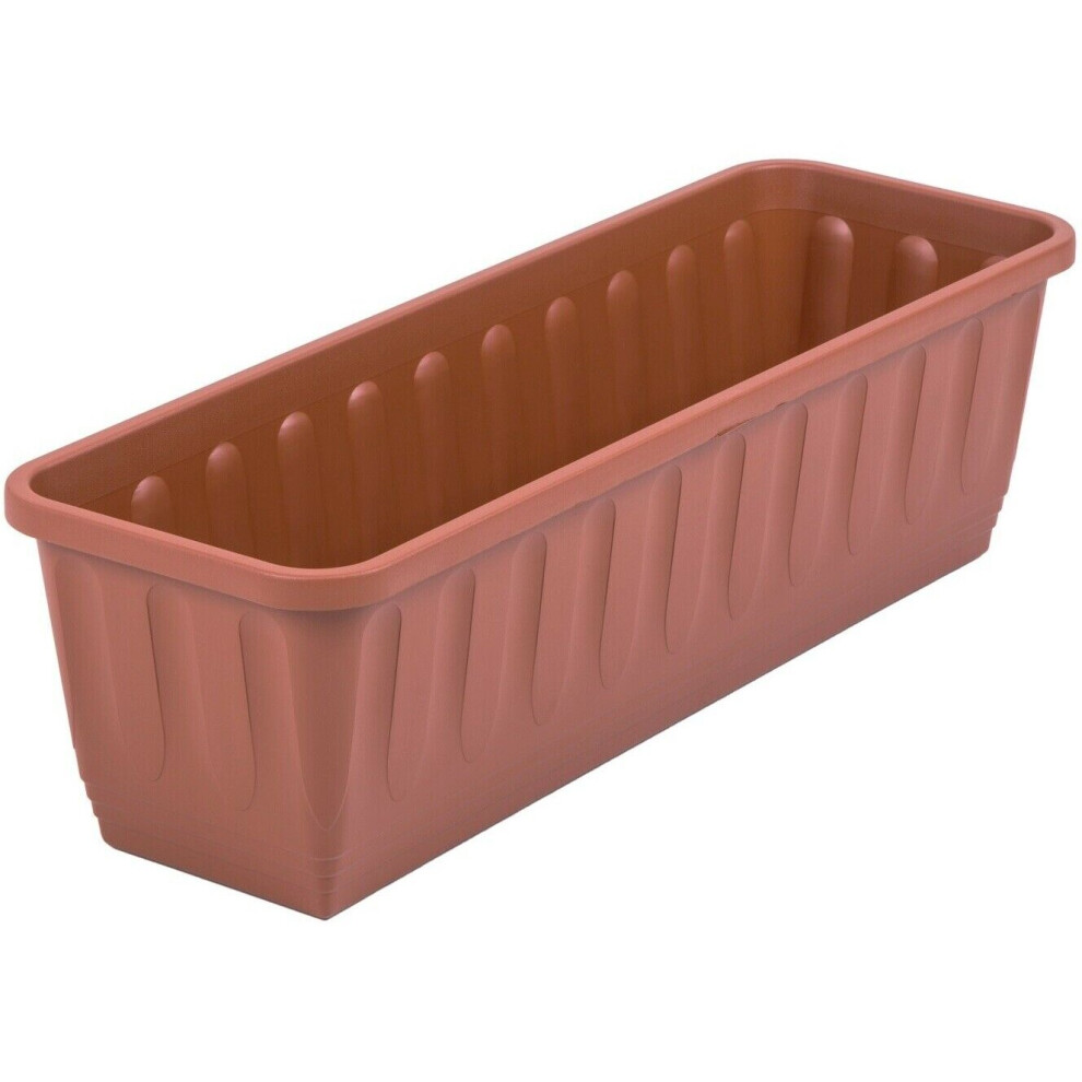 (1) Large 60cm Planter Terracotta Plastic Trough Planter Plant Pot Plastic Rippled