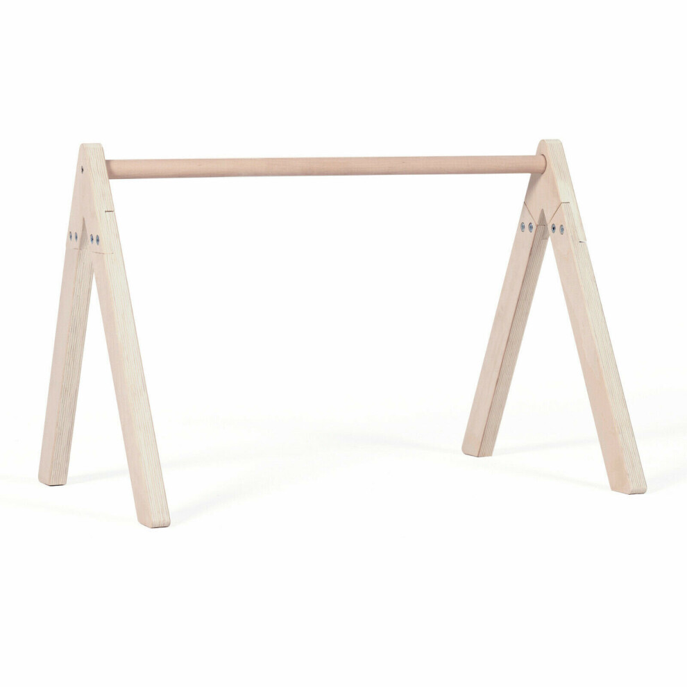 (Without Sensory Toys) Wooden Baby Play Gym With Secure Stand Frame and Hanging Bar