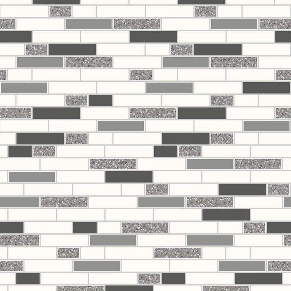 Holden Decor Oblong Granite Black Silver Wallpaper 89191
