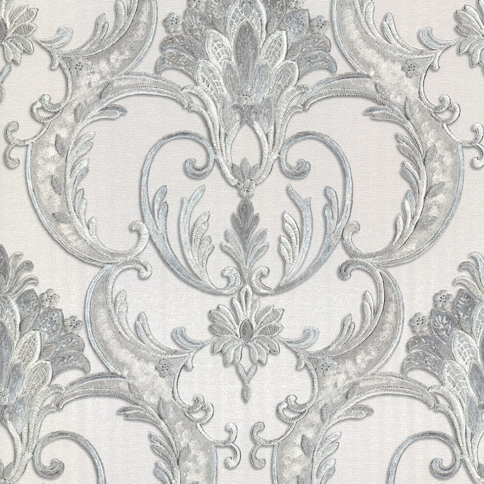 Debona Perla Damask Wallpaper 9091 Grey