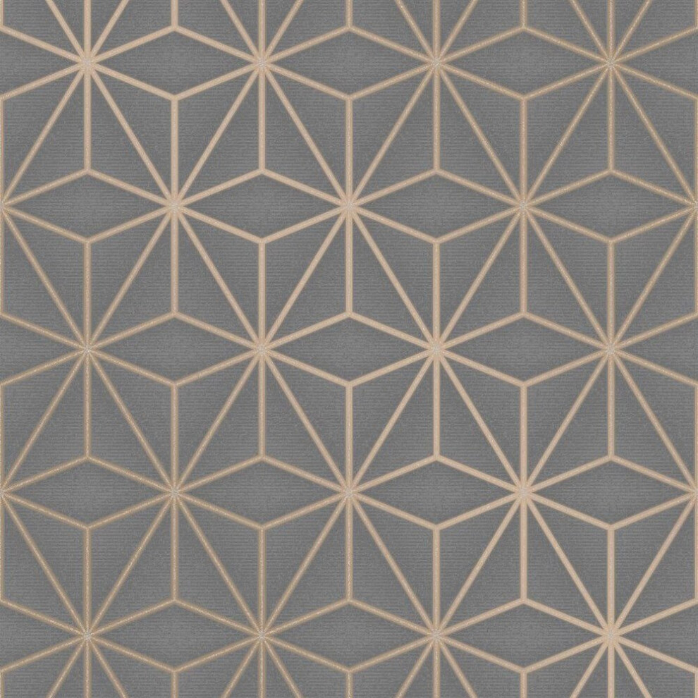 Fine Decor Pulse Star Geometric Charcoal Wallpaper FD42350