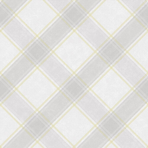 Holden Decor Whitcliffe Aiden Check Yellow Grey Wallpaper 90741