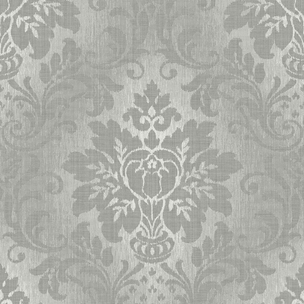 Grandeco Royal House Fabric Damask Silver Wallpaper A10904