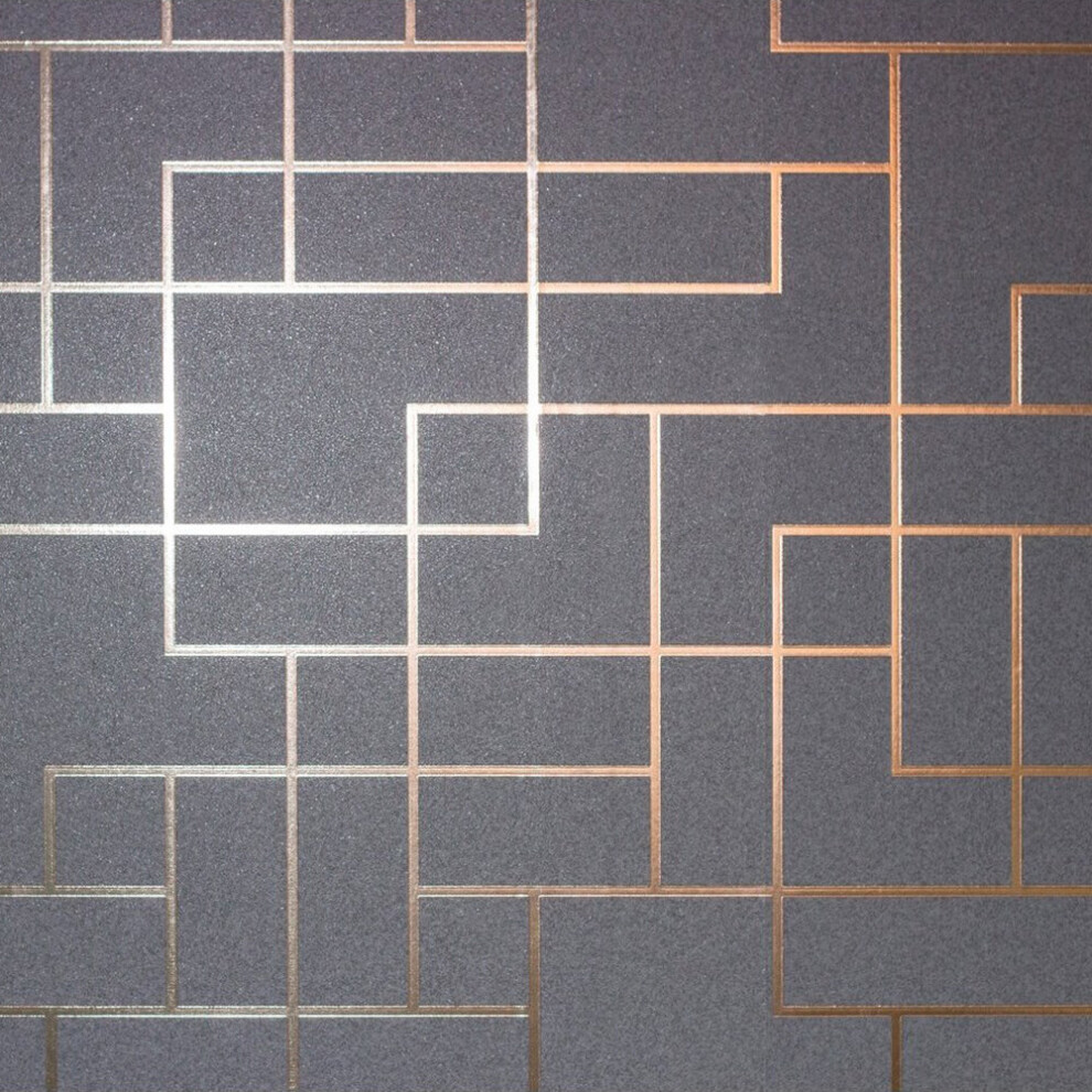 Fine Decor Platinum Geo Square Rose Gold Wallpaper Fd42492