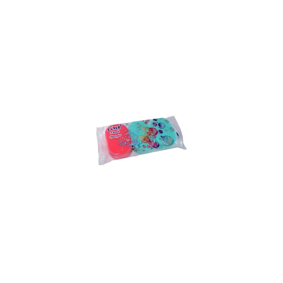 3 Pack Oval Bath Sponges Coral