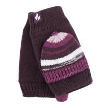 (One Size, Burgunderrot / Maulbeere) Heat Holders - Heat Holders - Damen Thermo Handschuhe Fingerlos mit Kappe und Fleece Gefüttert
