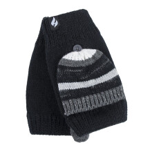 (One Size, Schwarz) Heat Holders - Heat Holders - Damen Thermo Handschuhe Fingerlos mit Kappe und Fleece Gefüttert