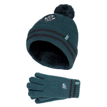 (One Size, Slytherin) Heat Holders - Heat Holders - Kinder Warm Thermo Strick Harry Potter Mütze und Handschuhe Set