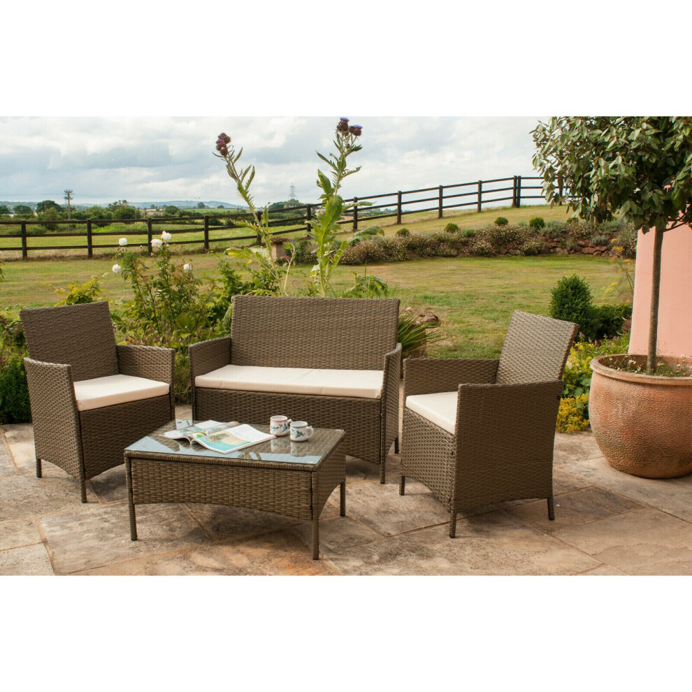 Comfy Living (, Without Cover) 4Pc Rattan Garden Furniture Set Brown