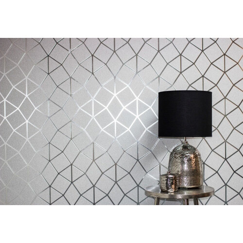 Fine Decor Fine Decor Platinum Geo Trellis Silver Wallpaper FD42489 2