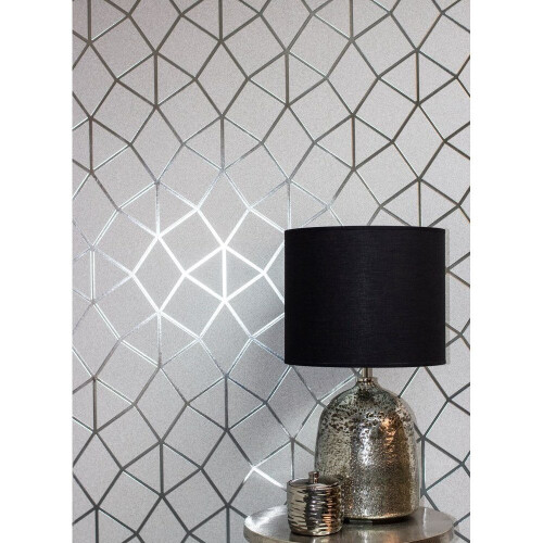 Fine Decor Fine Decor Platinum Geo Trellis Silver Wallpaper FD42489 1