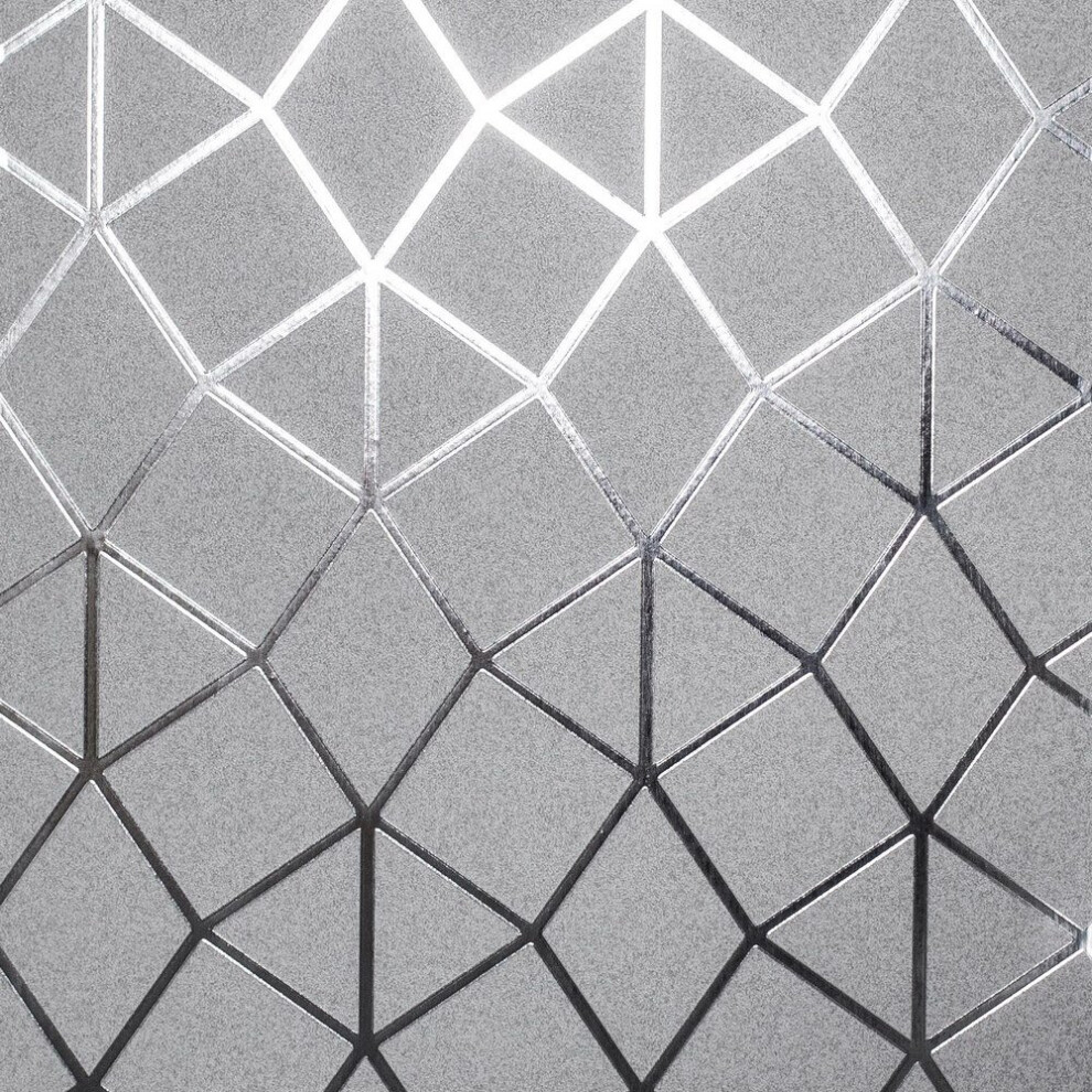 Fine Decor Platinum Geo Trellis Silver Wallpaper Fd42489