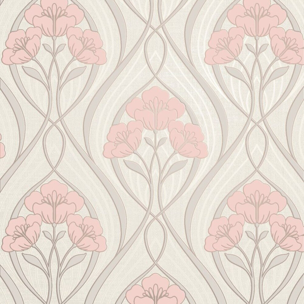 Fine Decor Evelyn Floral Blush Wallpaper FD42576