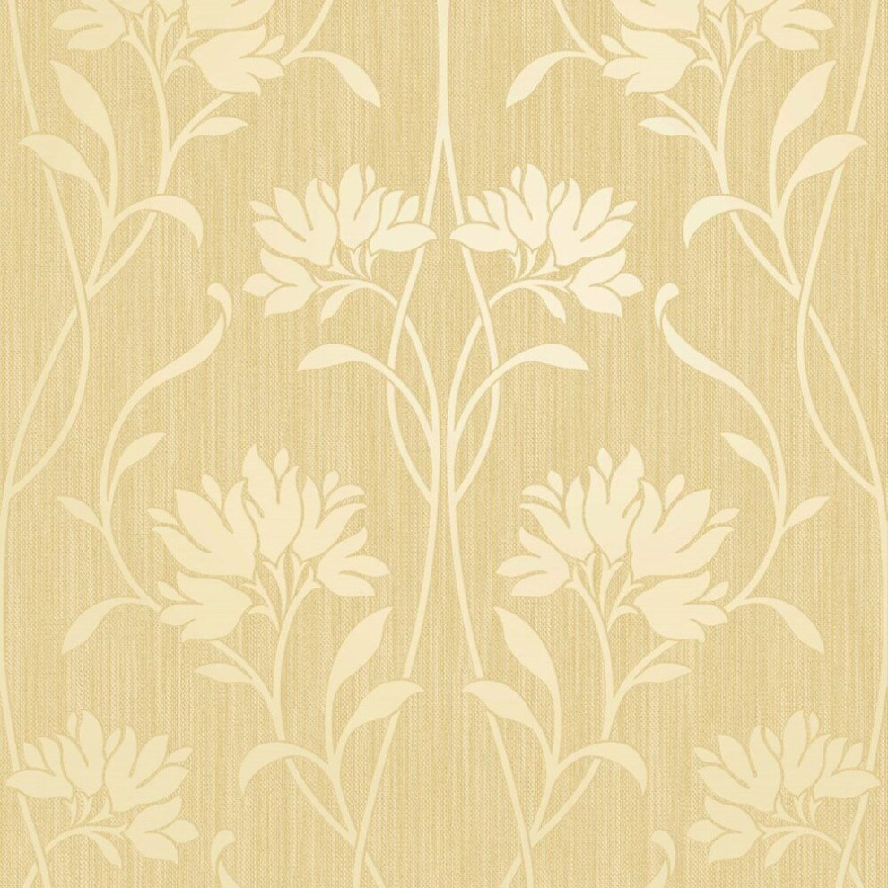 Fine Decor Florence Floral Yellow Wallpaper FD42581