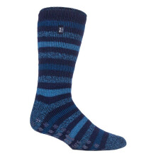 (06-Nov, MARINE / DENIM) Heat Holders - Heat Holders - Herren Hausschuhe mit Twist Streifen Muster und Fleece Gefüttert