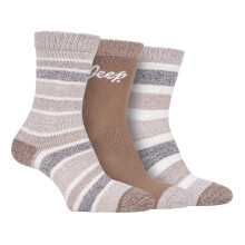 Jeep - JEEP - 3er Pack Damen Baumwolle Wandersocken für Gummistiefel mit Retro Streifen