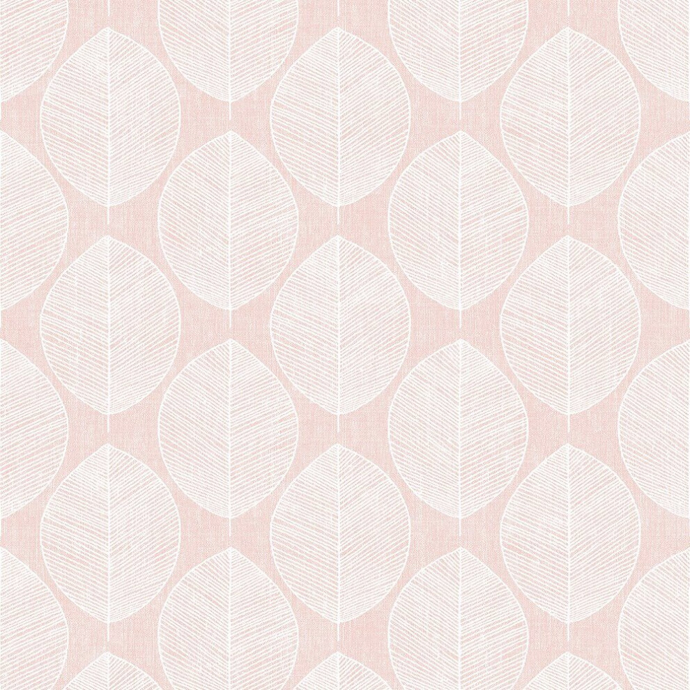 Arthouse Scandi Leaf Pink Wallpaper 908200