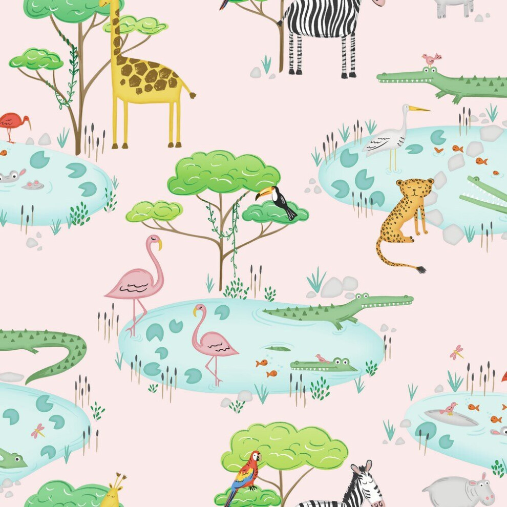 Holden Decor Over The Rainbow Crocodile Lake Pink Wallpaper 90931 5022976909311