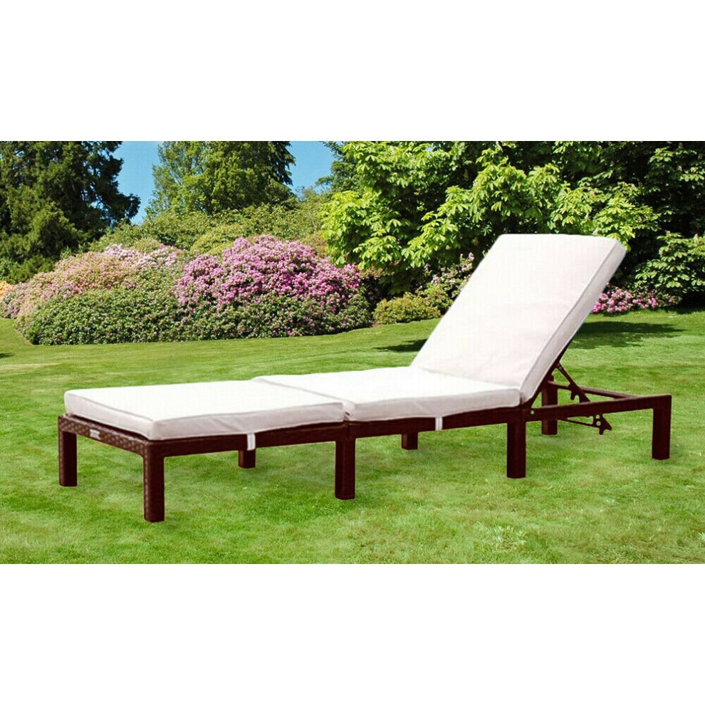 (Brown) Outdoor Rattan Day Bed Sun Lounger Recliner Chair
