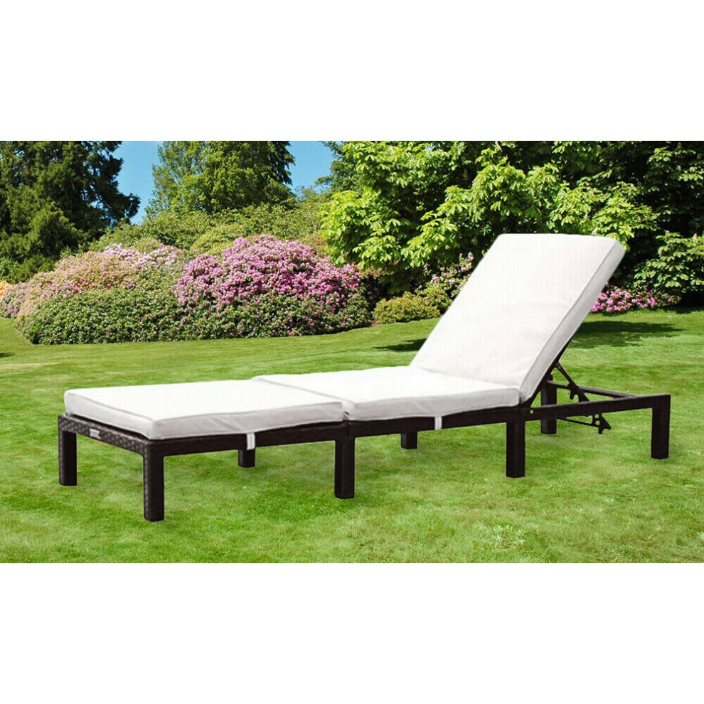 (Black) Outdoor Rattan Day Bed Sun Lounger Recliner Chair