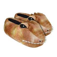 (L, Braun) Sock Snob - Kinder Dinosaurierkopf Hausschuhe Plüsch | 3D Dinosaurier Hausschuhe Kinder