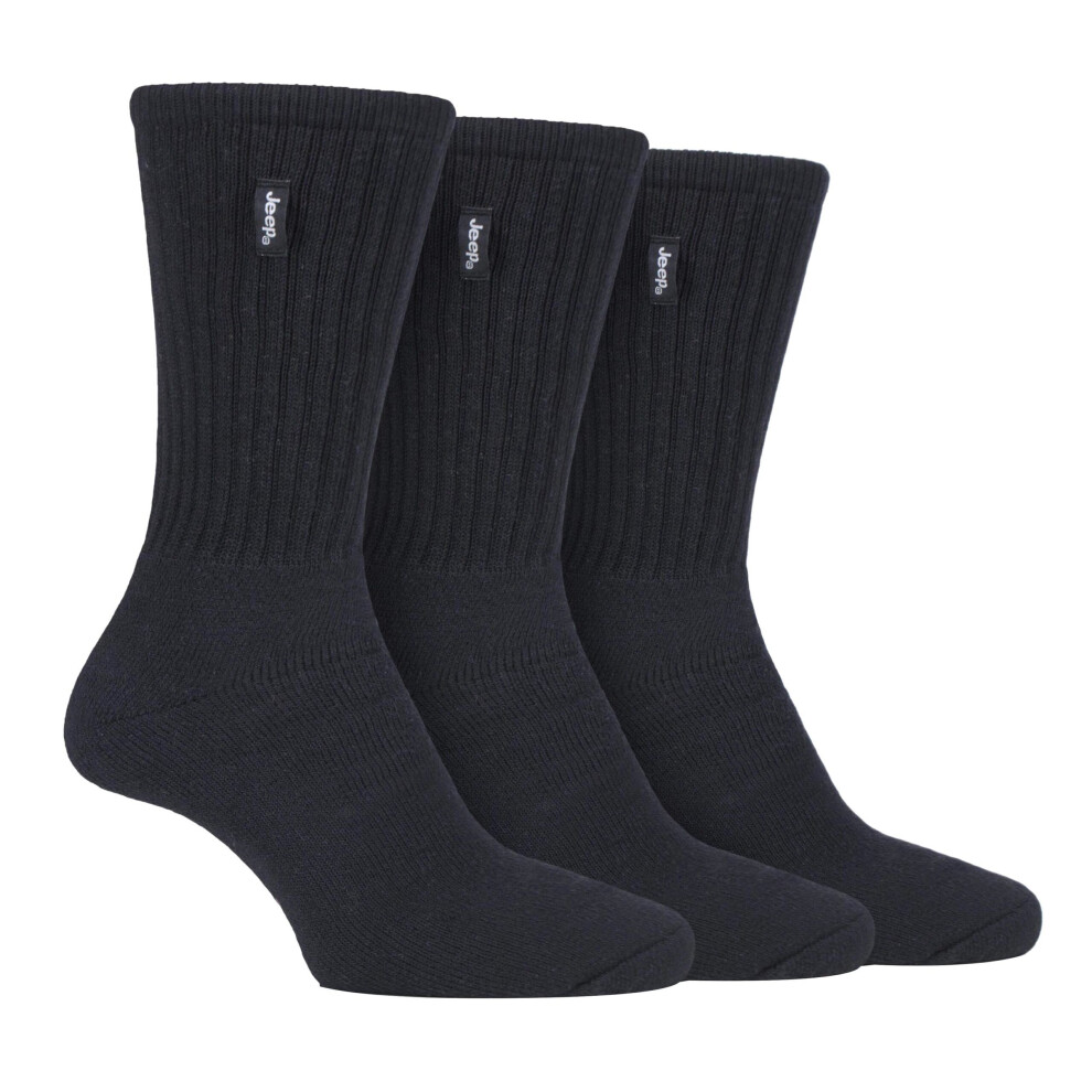 (6-11, Black) JEEP - 3 Pairs Mens Vintage Cotton Cushioned Socks for Hiking Boots-image-OPC-P6Z96FR-NEW