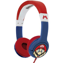 OTL Super Mario Kids Wired Headphones Blue/Red with Child Friendly Volume