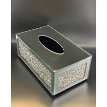 ITALIAN MIRROR TISSUE BOX HOLDER COVER CRYSTAL CRUSHED DIAMOND