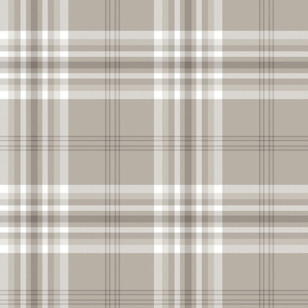 Catheine Lansfield Designer Kelso Check Mushroom Warm Grey Wallpaper 165522 - Image 7