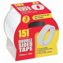 (1) 3PK DOUBLE SIDED ADHESIVE STICKY TAPE EXTRA STRONG BONDING 24mm x 10m
