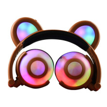 Adjustable Folding Cartoon Fancy Bear Shape Stereo Glow Music Bass Charging Ears Headset