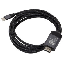 Type C To HDMI HDTV AV TV Cable Adapter For Samsung Galaxy S9 S10 Note 9 MacBook Aluminum Shell Weave 2M black